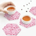 thumbnail image 7 of Fuzoiu Pink bows Print Leather Coasters Set,Drink Coasters Set of 6,for Tabletop Protection, Durable PVC Coasters,Home Décor and Housewarming Gift,Hexagon, 7 of 7