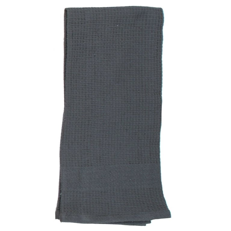 RITZ T-fal Grey Solid and Stripe Cotton Waffle Terry Kitchen Towel