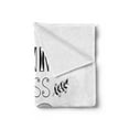 thumbnail image 2 of Wording Soft Flannel Fleece Throw Blanket, Monochrome Think Less Do More Words with Different Fonts Foliage Arrangement, Cozy Plush for Indoor and Outdoor Use, 50" x 70", Black White, by Ambesonne, 2 of 5