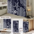thumbnail image 3 of Bathroom Shower Curtain Watercolor Starfish Shell Coral Waterproof Shower Curtains with Hooks, Ocean Creature on Black Bath Curtains Bathtub Curtain Home Decor 72x84in, 3 of 9