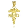 thumbnail image 1 of Gold Medical Doctor MD Caduceus Charm Pendant Necklace :  10K  Pendant with 22" chain, 1 of 1