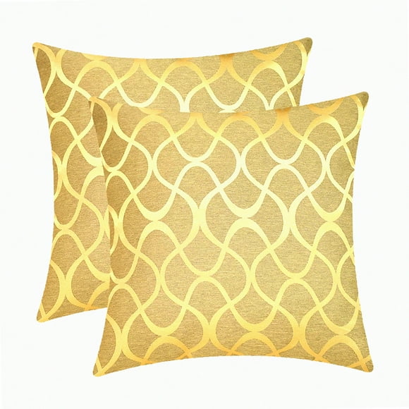 Housses de Coussin Golden Wave - Ensemble de 2 Taies d'Oreiller Géométriques Modernes pour Canapé, Lit, Sofa - Décoration de Ferme 20x20 Pouces