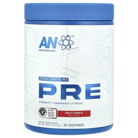 AN Supps Pre-Workout, Zero Caffeine, Fruit Punch, 13.75 oz (390 g)
