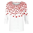 thumbnail image 5 of BangWanChi 3/4 Length Sleeve Womens Tops Women's Valentine's Day Fashion Printed T-shirt 3/4 Sleeves Blouse Round Neck Casual Tops, 5 of 5