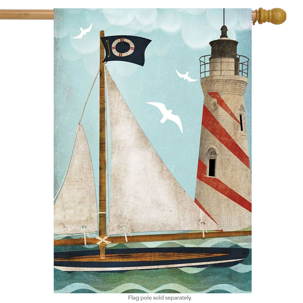 NEW Lighthouse & Sailboat House Flag 28"X40" Summer Beach Decorative Flag 