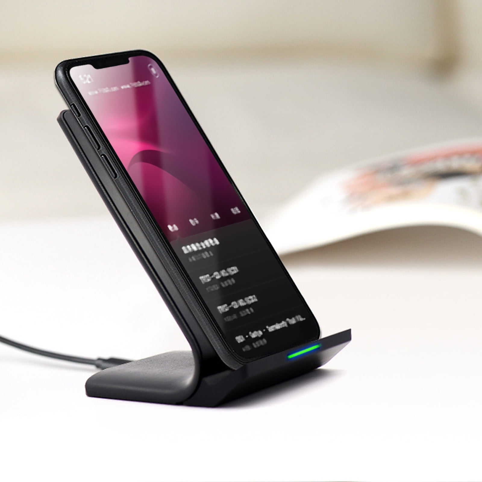 Phone Stand Fast Wireless Charger, Certified,15W Max Wireless Charging Stand, Android And IOS Super Stable Thick Case Friendly Com-patible with All Smartphones