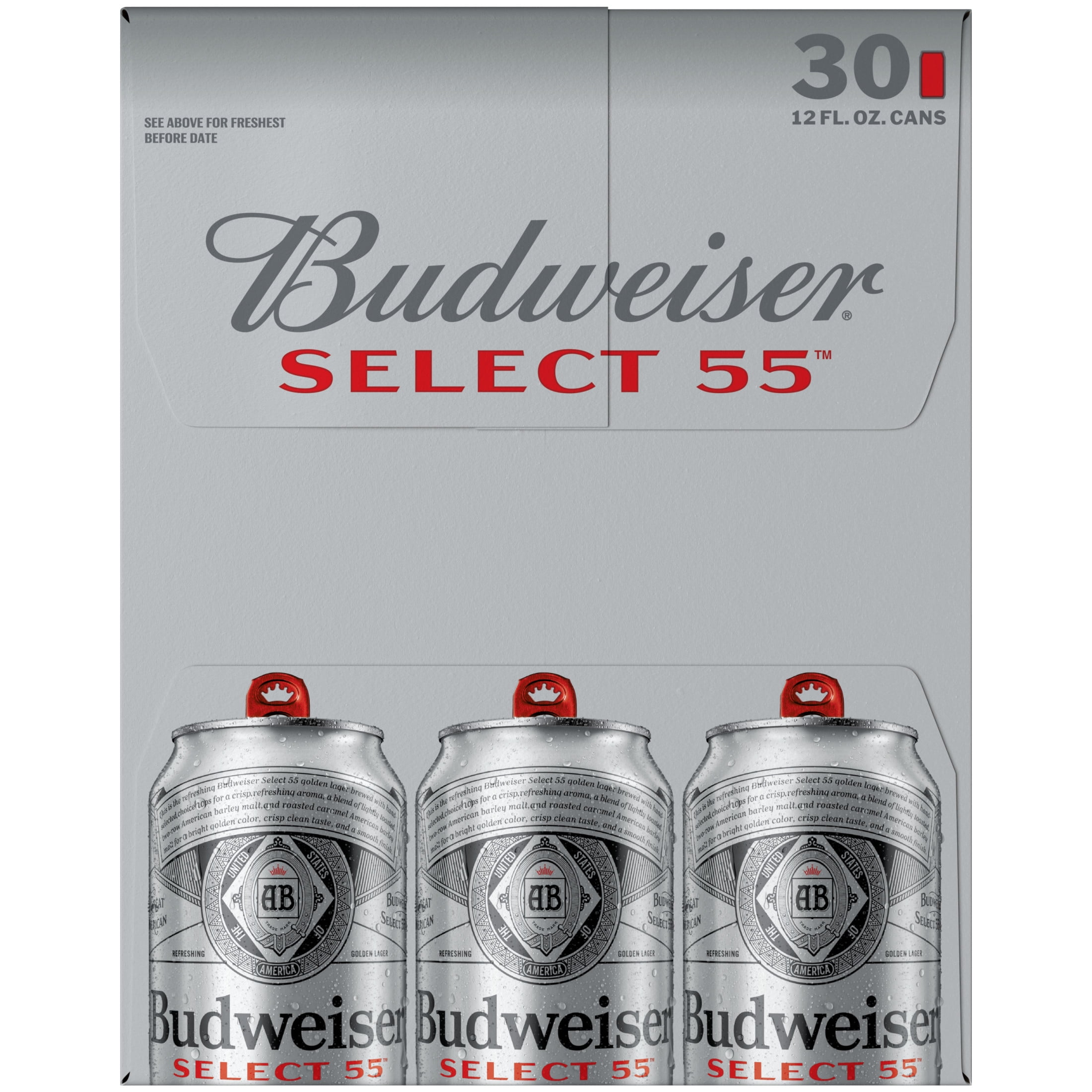 Budweiser Select 55 American Lager Beer 30 pack 12 fl oz Aluminum Cans 2.4% ABV