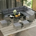 thumbnail image 3 of YYAo Outdoor Eating Sets,Patio Dining Furniture,7 Pieces Patio Dining Furniture Set with Soft Cushions and Ottomans-Gray, 3 of 11