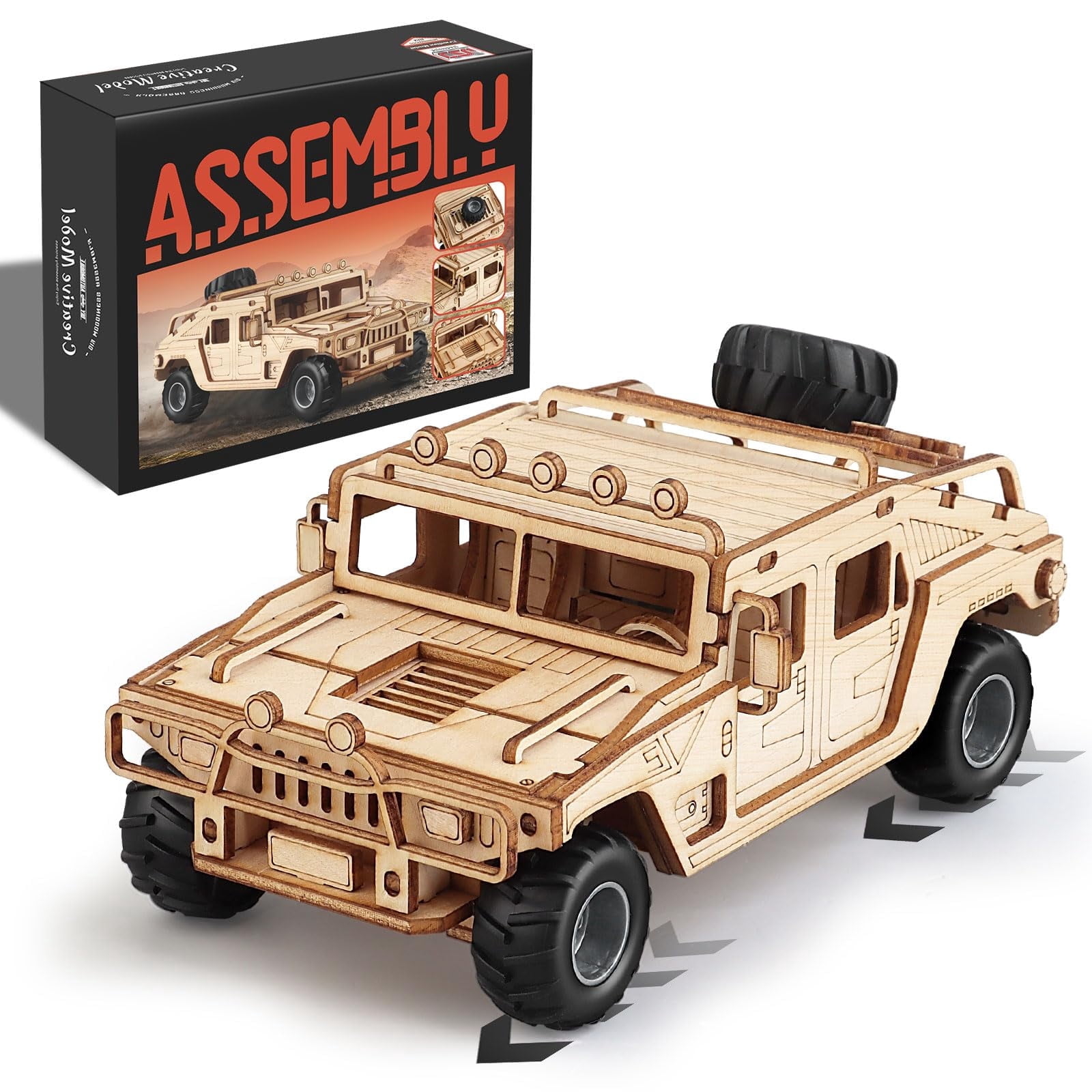 Joycrown 3D Wooden Puzzle Off‑Road SUV Model Kit, DIY Wooden Building Block Assembly Toy, STEM Brain Teaser Craft for Adults & Teens, Perfect Gift for Off‑Road Vehicle Hobbyists