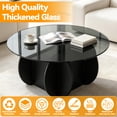 thumbnail image 5 of 27.5 Inches/31.5 Inches Round Coffee Table, Tempered Glass Top Mid Century Modern Coffee Table, Center Table with Wood Base for Living Room, Office, 5 of 13
