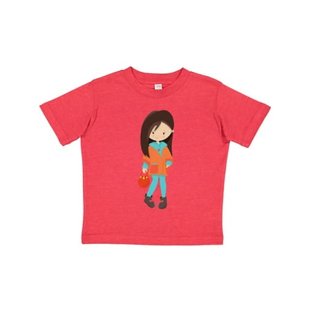 

Inktastic Fashion Girl Brown Hair Orange Jacket Leggings Gift Toddler Toddler Girl T-Shirt