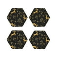thumbnail image 2 of Kll Hexagon Drink Coasters Set Of 4,Pu Leather Absorbent Coasters Set Decorative Coffee Cup Coasters Housewarming Gift For Home Decor-Christmas Gold Deers1, 2 of 9