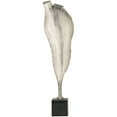thumbnail image 6 of 8" x 30" Silver Aluminum Textured Leaf Abstract Sculpture with Black Marble Base, by DecMode, 6 of 13