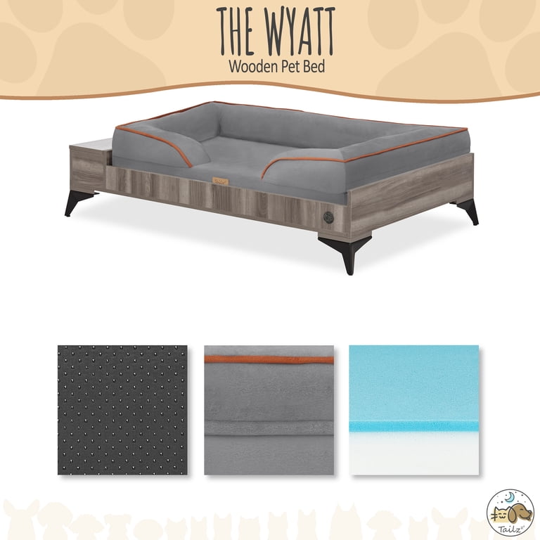 TailZzz Wyatt Wooden Pet Bed with Mattress | Large to Extra Large