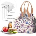 thumbnail image 4 of Pioneer Flower Drawstring Lunch Bag Women - Drawstring Lunch Bag Insulated for Work Office - Stain-Resistant Large Lunchbags for Women with Multi-Pockets, 4 of 6