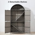 thumbnail image 5 of Armoire de Rangement Extérieure en Osier Arquée de 72 Pouces, Remise de Rangement Verticale en Rotin d'Extérieur à 4 Portes avec Tablettes Ajustables, Porte-Serviettes d'Extérieur pour Jardin, 5 of 5