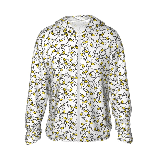 Vsdgher Sweat à Capuche Imprimé Canard pour Hommes Femmes, Manches Longues Protection Solaire Pêche pour Course Natation-Moyen