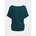 thumbnail image 3 of Womens Short Sleeve Boat Neck Side Shirring Dolman Drape Top, 3 of 6