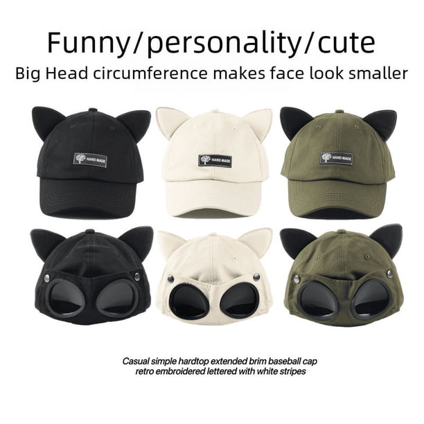 Bonitas gafas con orejas de gato, gorra de béisbol de aviador para niños, gafas de sol de estilo callejero a la moda que combinan con todo, gorra para hombre