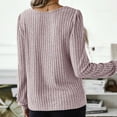 thumbnail image 4 of Idoravan Womens Plus Size Tops,Ladies, Fashion Women's Button Round-Neck Long Sleeve Casual T-shirt Top Solid Blouse Pink XL, 4 of 9