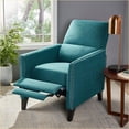 thumbnail image 2 of Recliners for Living Room, Mid Century Push-Back Fabric Recliner with Side Pocket, Rivet Accents & Birch Legs | Teal, 2 of 15