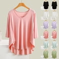 thumbnail image 2 of Fengactive Pajamas for Women 3/4 Sleeve V Neck Flowy Loungewear Tops Casual Loose Lightweight Pullover Sleepwear 2025, 2 of 7