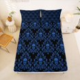 thumbnail image 5 of Homewish Death Skull Skeleton Bed Sheets,Retro Damask Full Size Sheets,Black Blue,Halloween Bed Set,4 Pieces,1 Flat Sheet, 1 Fitted Sheet and 2 Pillowcases, 5 of 6