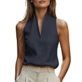 thumbnail image 2 of TGSLY Women's Halter V Neck Linen Tank Tops Lightweight Soft Sleeveless Halter Blouses Relaxed Flowy Fit Dressy Casual Solid Color Vsst XXXL, 2 of 8