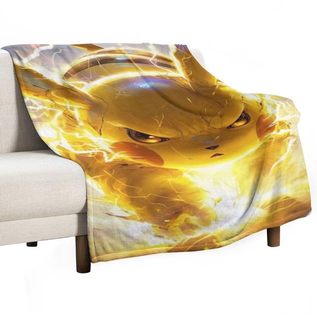 Manta de Pikachu de varios tamaños, súper suave, de tela con superficie vertical, acogedora y cálida, adecuada para cama, sofá, camping, viajes, para todas las estaciones, ligera y compacta, 40 x 60