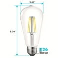 thumbnail image 4 of Luxrite LED Edison Bulb 75W Equivalent ST19 ST58 4000K Cool White 800 Lumens Dimmable 8W Damp Rated UL E26 4 Pack, 4 of 7