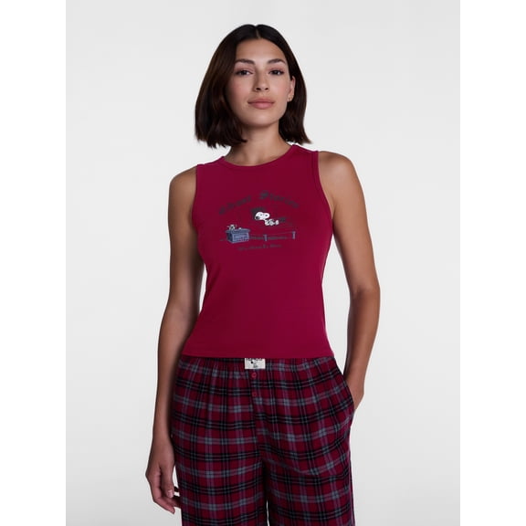 Peanuts Women's and Women's Plus Size Snoopy Ghost Stories Sleep Tank Top, Sizes XS-2X