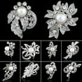 thumbnail image 2 of New Bridal Bouquet Rhinestone Crystal Brooch Pin Silver Pearl Brooches Flower, 2 of 8