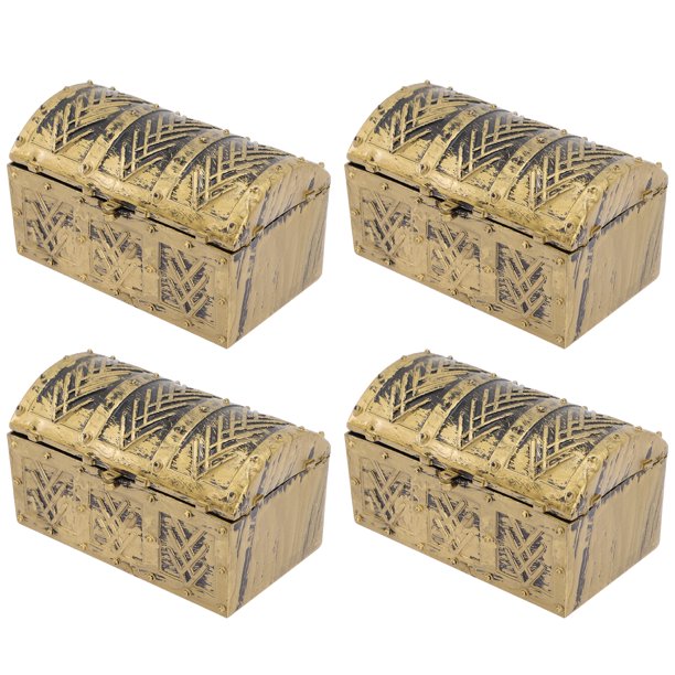 4 Pcs Pirate Storage Boxes Mini Pirate Treasure Chests Vintage Pirate