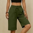 thumbnail image 3 of cocolona Womens Summer Casual Bermuda Shorts Elastic Waist Drawstring Wide Leg Knee Length Beach Shorts with Pocket, 3 of 5
