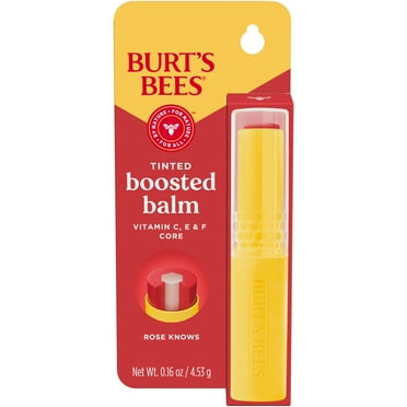 Burt's Bees Tinted Boosted Balm, 100% Natural Origin Tinted Lip Balm, Rose Knows, 1 Tube