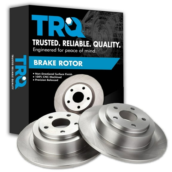 TRQ Rear Brake Rotors Set Solid Fits Select 2003-2006 Subaru Baja 2000-2004 Legacy Outback