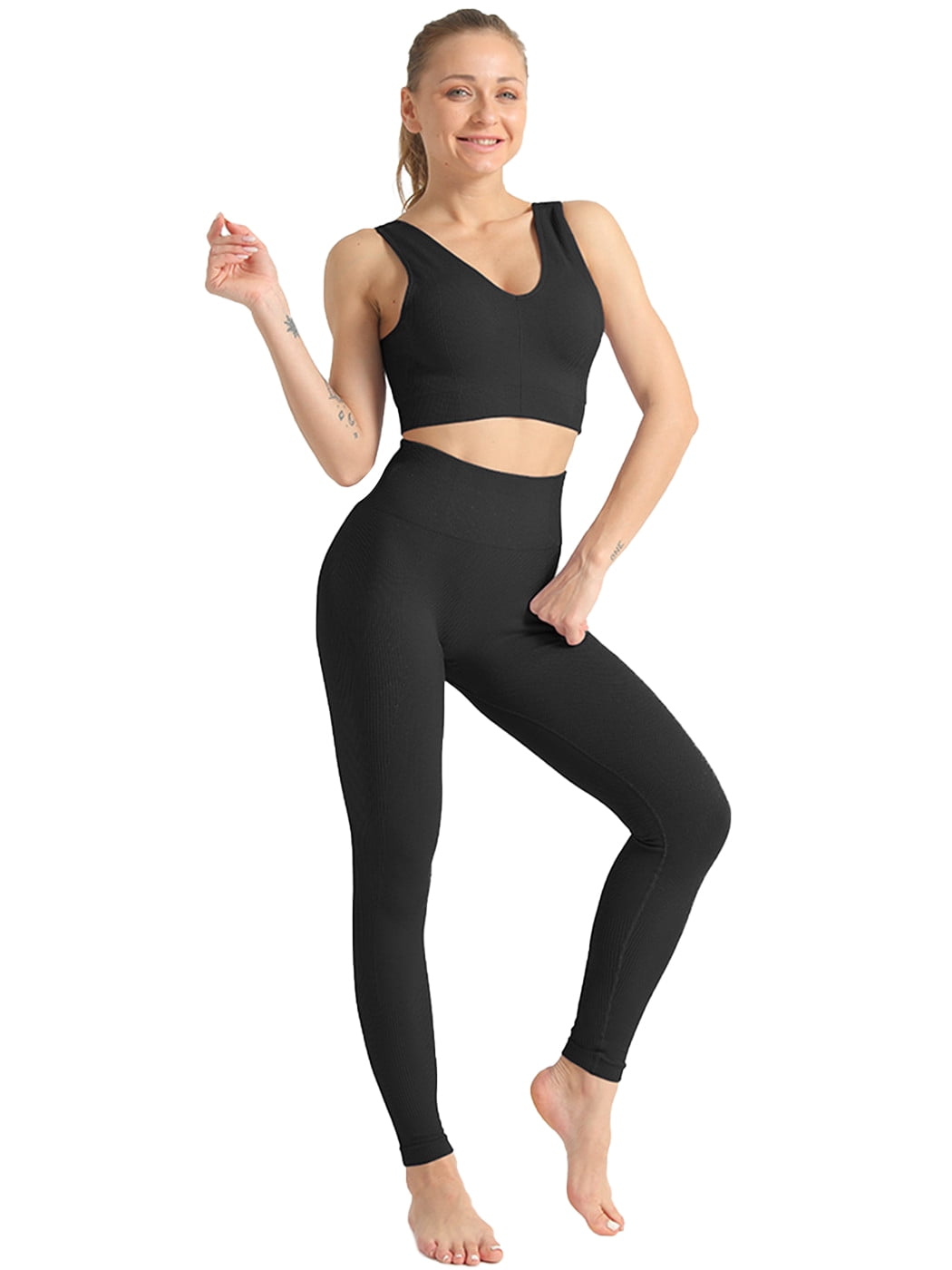 Black Sports Bra & Yoga Pants Set – FiyaEX