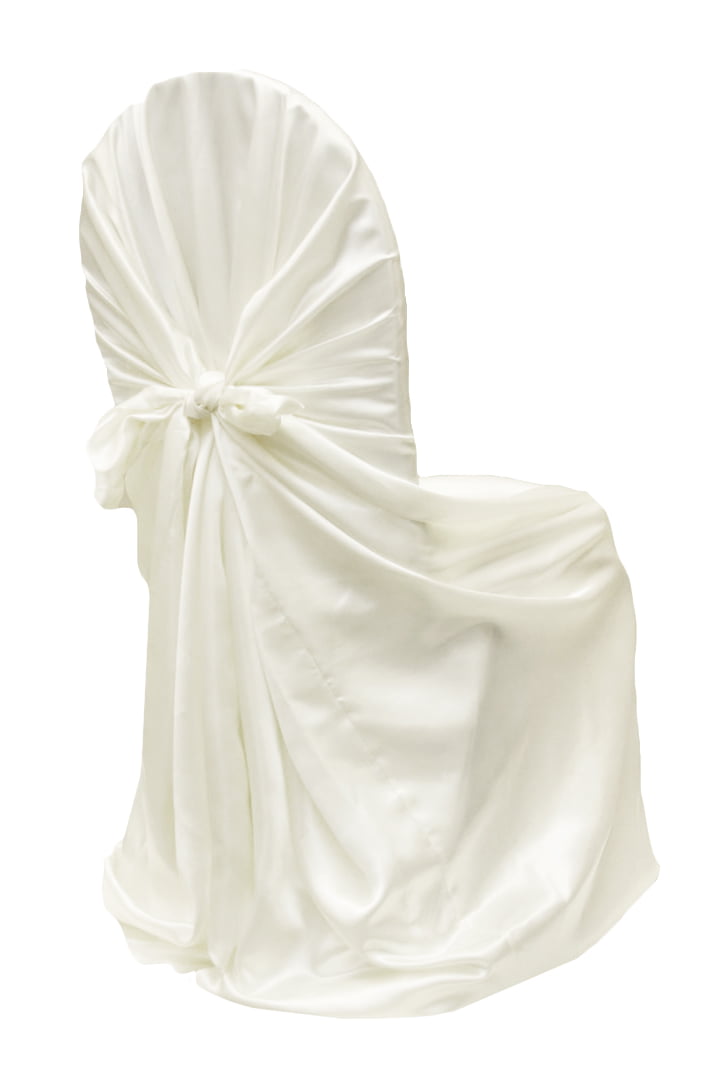 Satin Self-Tie Universal Chair Cover White 