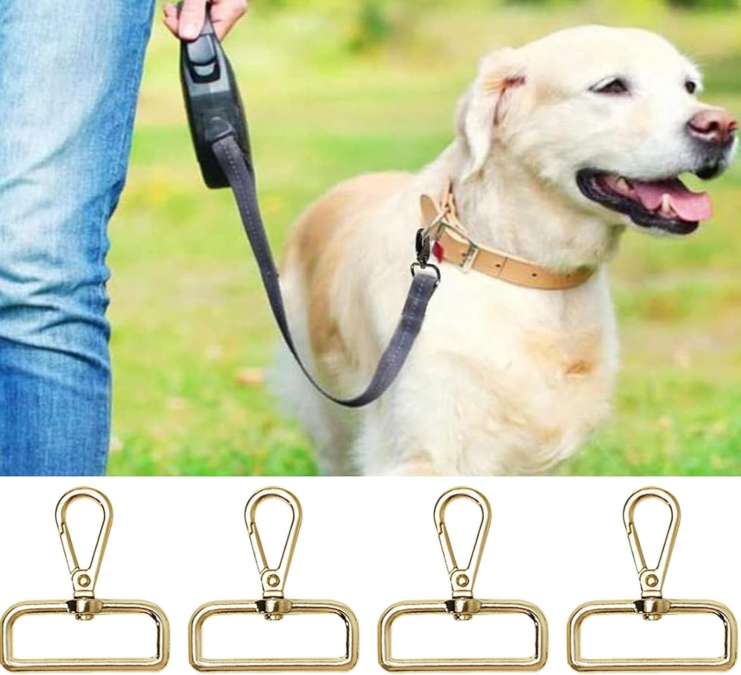 ABCISI 24 Pack Lobster Claw Swivel Clasps Metal D Ring Snap Hooks Lobster Trigger Lanyard Clasp Clips Hook for Keychain Jewelry DIY Crafts Purse Bag Making 1 1/2 Inch (1.5 Inch Gold)
