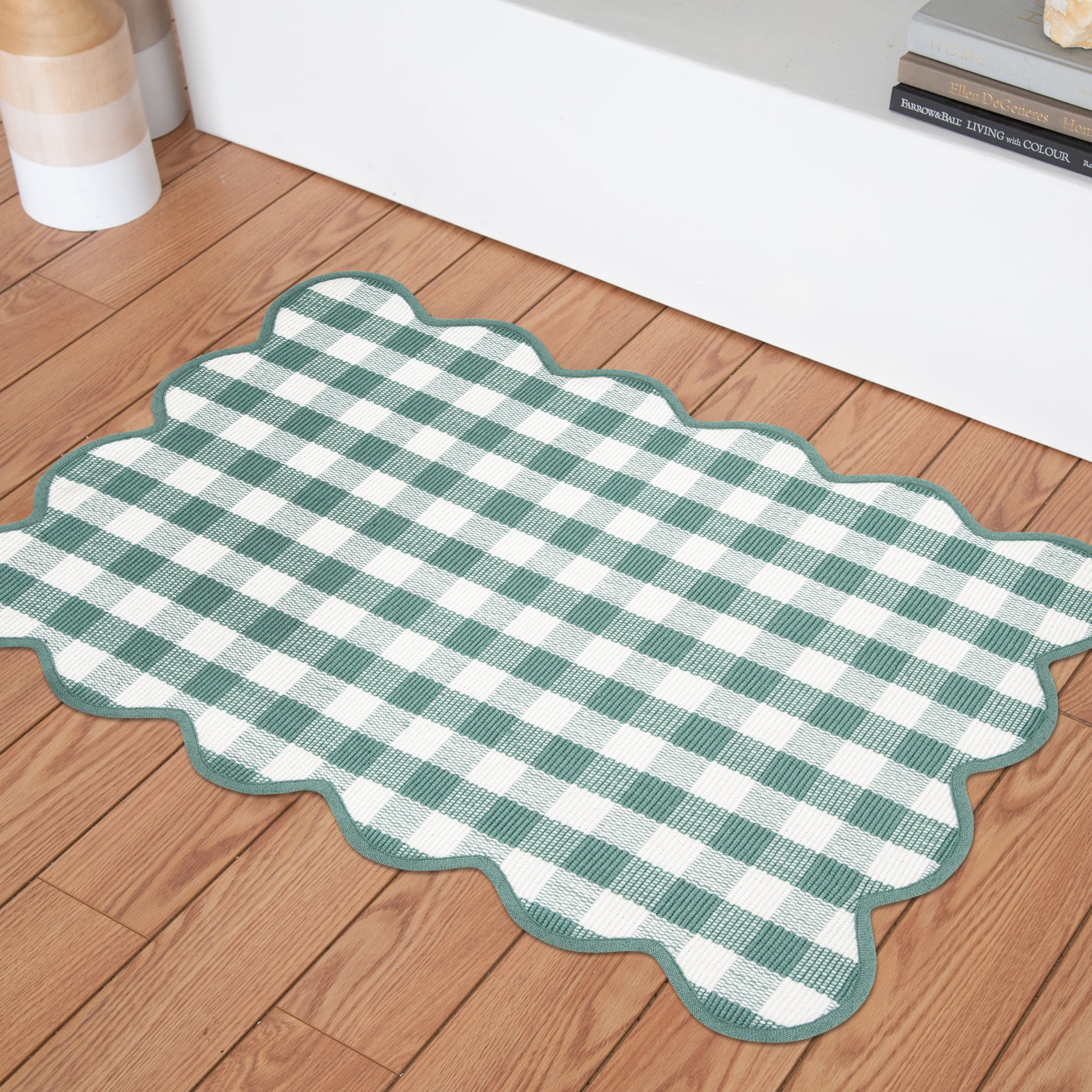 Way To Celebrate 24X36 Scallop Green Polyester Outdoor Layering Rug