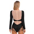thumbnail image 2 of IEFIEL Womens Halter Shiny Sequins Fringe Latin Dance Leotard Bodysuit Backless Rumba Tango Dancewear Black-A L, 2 of 5