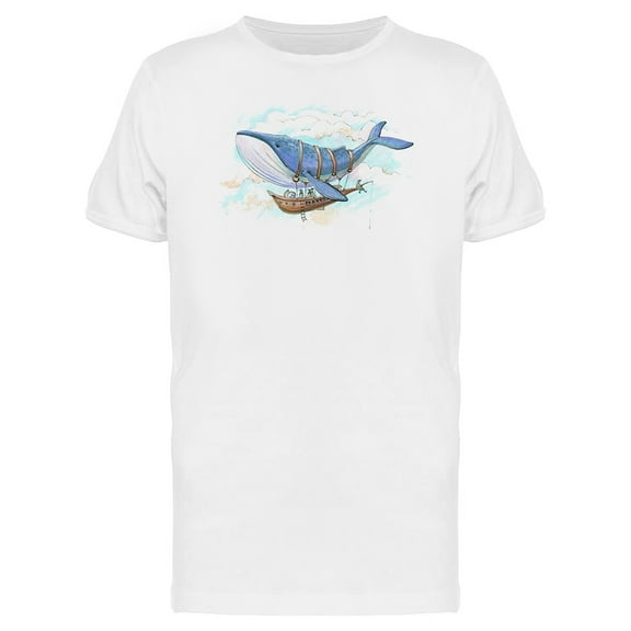 Whale Airship Watercolor T-Shirt Men -Image by Shutterstock, Male Medium