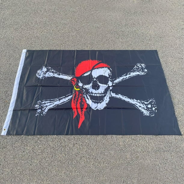 Aerlxemrbrae-bandera gigante de calavera y huesos cruzados, banderas piratas de Jolly Roger, decoración colgante de Holloween KTV