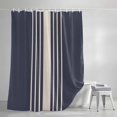 thumbnail image 3 of Shower Curtains for Bathroom, Beige Striped Waterproof Fabric Shower Curtain, Midnight Blue Geometric Simple Retro Decorative Bathroom Curtain for Bathtub, 72"x72", No Hooks Included, 3 of 9