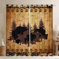 jejeloiu Safari Fishing Blackout Curtains Set of 2 (52x84 Each),Fishing And Hunting Window Curtains,Bear Paws Fall Maple Curtains and Drapes For Adults,Super Cozy Room Decor