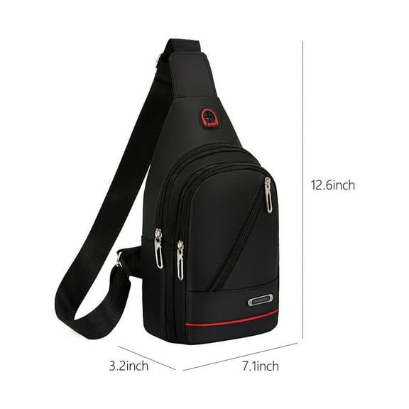 Crossbody Bags for Women Travel Small Sling Purse 12.6x7.09x3.15In, Men Chest Shoulder Bag with Earphone Hole, Water-Resistant Daypack