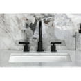 thumbnail image 3 of Kingston Brass FSC8930KNL Convergent Two-Handle 3-Hole Deck Mount Widespread Bathroom Faucet with Knurled Handle and Brass Pop-Up in Matte Black, 3 of 8