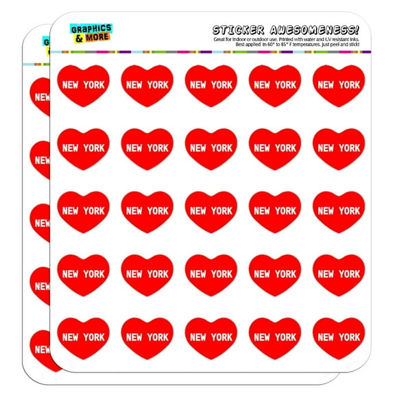 I Love Heart - Places - New York - 1" Scrapbooking Crafting Stickers