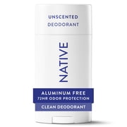 Native Fragrance Free Deodorant For Men & Women, 72 Hour Solid Deodorant Stick, Unscented, 2.65oz