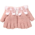 thumbnail image 5 of 1 Pair Kids Gloves Knitted Half Finger Adorable Small Ears Decor Stretchy Keep Warm Comfortable Autumn Winter Girls Boys Writing Gloves for Outdoor, 5 of 8